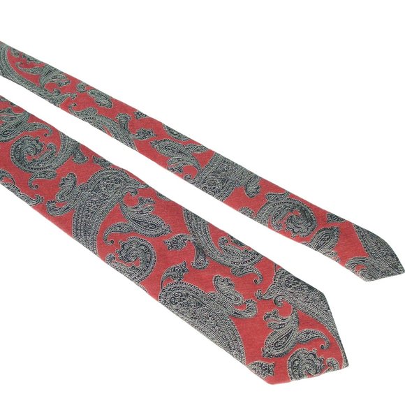 BREUER Vintage Paisley Heavy Cashmere/Silk Rose Navy-Black Silver Tie 60" - MINT - Picture 5 of 6